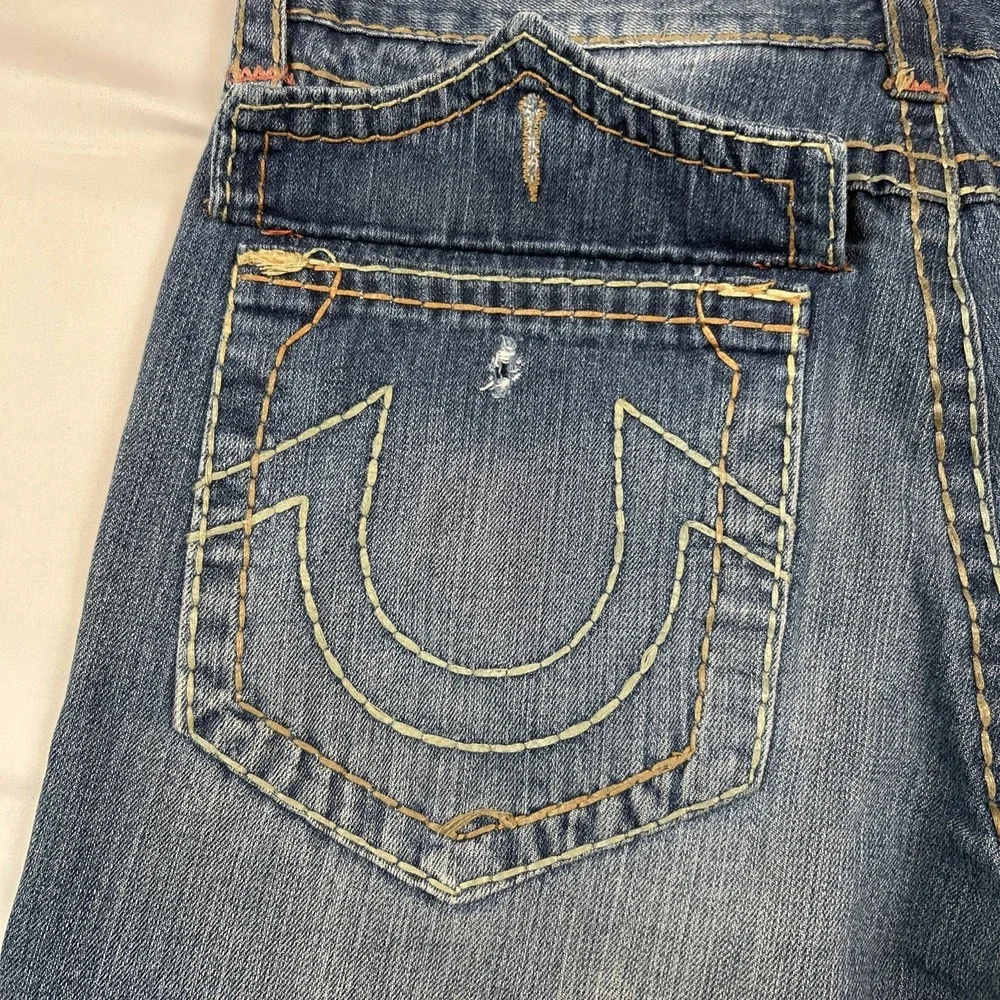VTG True Religion Billy Super T Jeans 38x32 Made In USA Blue Denim Flare Bootcut